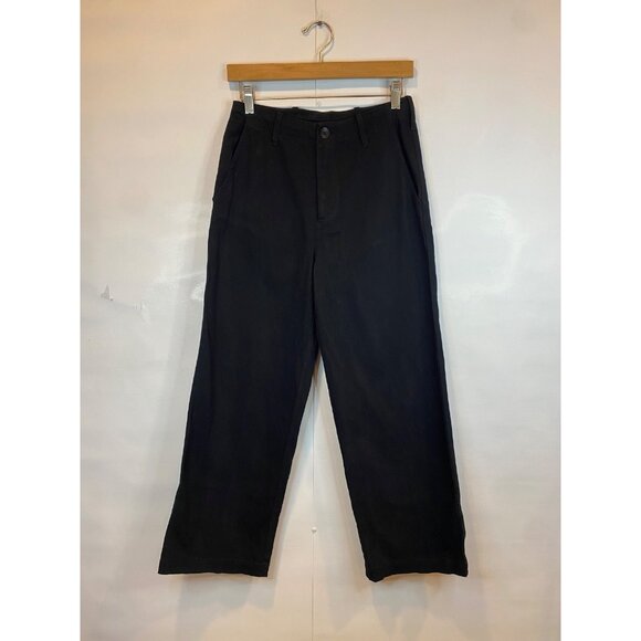 Monroe Women's Wide Leg Chino Pant Black Crop Ankle Length Size XS NWT $188 - Picture 2 of 10